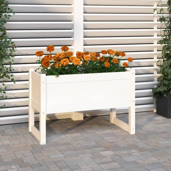 Jardinera madera maciza de pino blanco 78x40x52 cm D