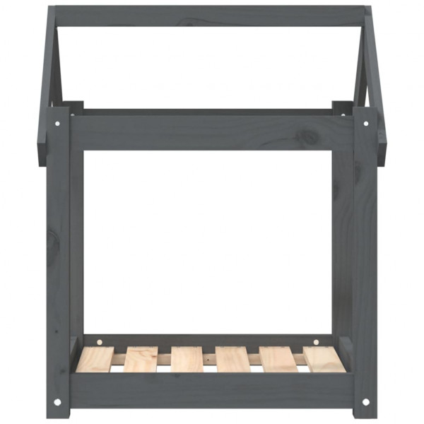 Cama para cães 61x50x70 cm madeira de pinho maciça cinza M 5