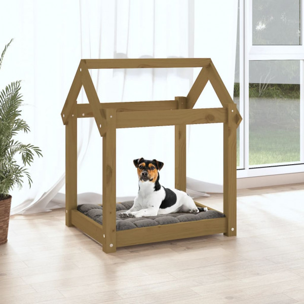 Cama para cães 61x50x70 cm pinho maciço castanho mel M 3