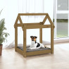 Cama para perros madera maciza pino marrón miel 61x50x70 cm 3