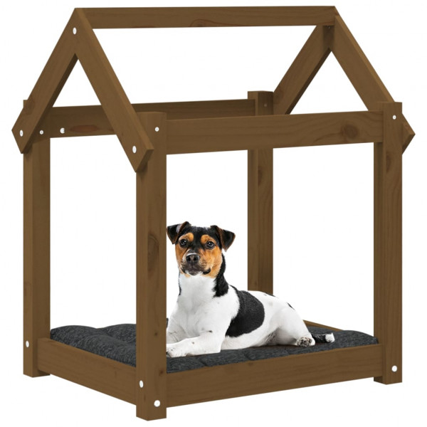 Cama para cães 61x50x70 cm pinho maciço castanho mel M 4