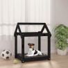 Cama para cães 61x50x70 cm madeira de pinho preto 1