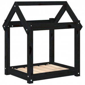 Cama para perros madera maciza de pino negro 61x50x70 cm H