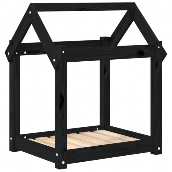 Cama para perros madera maciza de pino negro 61x50x70 cm M 2