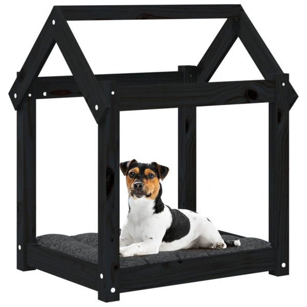 Cama para cães 61x50x70 cm madeira de pinho preto M 4