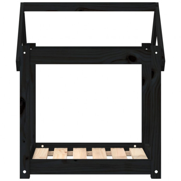 Cama para perros madera maciza de pino negro 61x50x70 cm M 5
