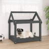 Cama para cães 71x55x70 cm madeira de pinho maciça cinza 1