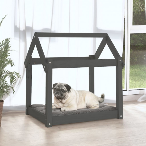 Cama para cães 71x55x70 cm madeira de pinho maciça cinza M 3