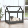 Cama para cães 71x55x70 cm madeira de pinho maciça cinza 3