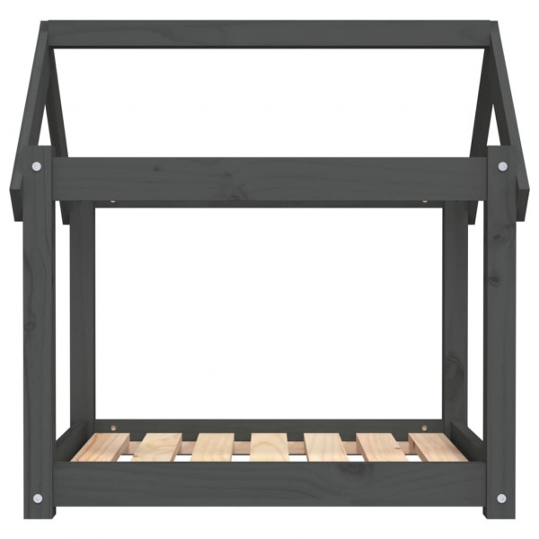 Cama para cães 71x55x70 cm madeira de pinho maciça cinza M 5