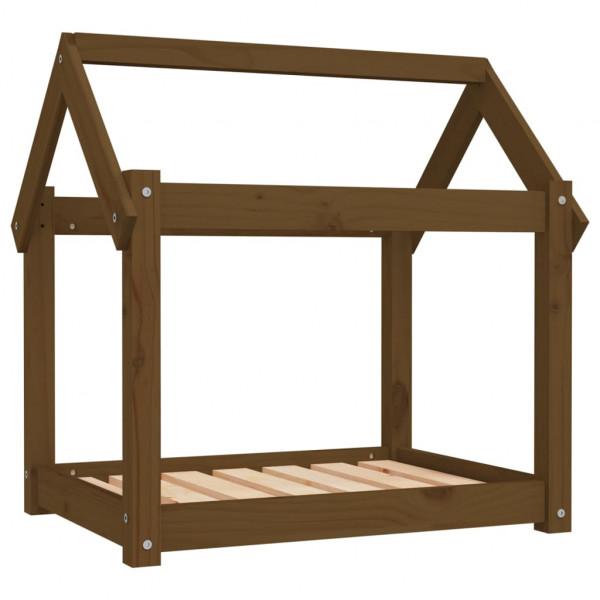 Cama para perros madera maciza pino marrón miel 71x55x70 cm M 2
