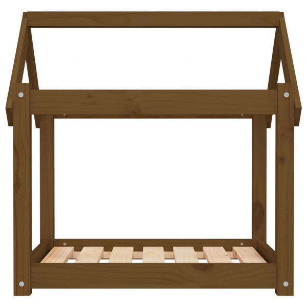 Cama para perros madera maciza pino marrón miel 71x55x70 cm M 5