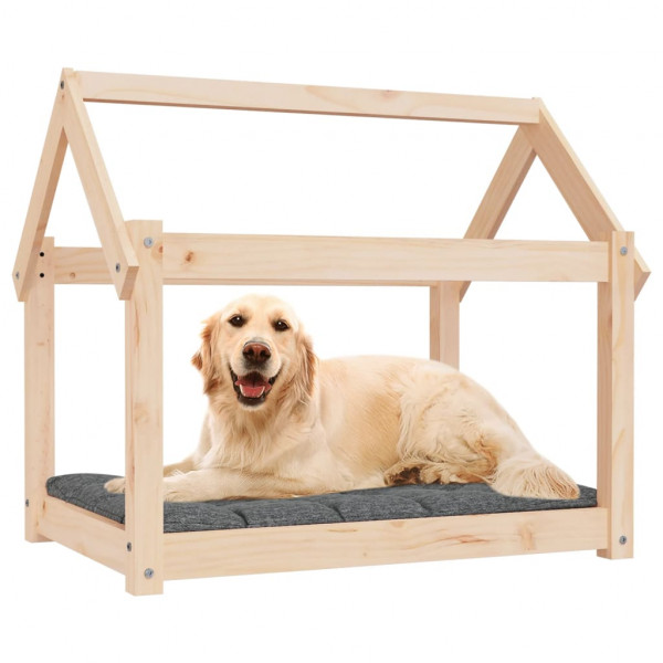 Cama para perros madera maciza de pino 81x60x70 cm M 4