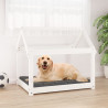 Cama para perros madera maciza de pino blanco 81x60x70 cm 1
