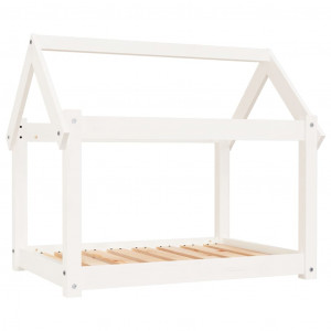 Cama para cães 81x60x70 cm madeira de pinho maciça branco H
