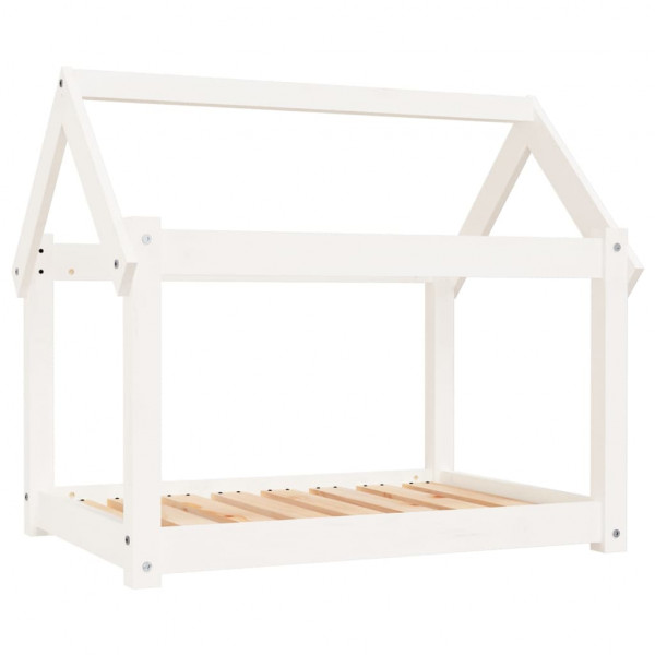 Cama para perros madera maciza de pino blanco 81x60x70 cm M 2