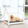 Cama para perros madera maciza de pino blanco 81x60x70 cm 3