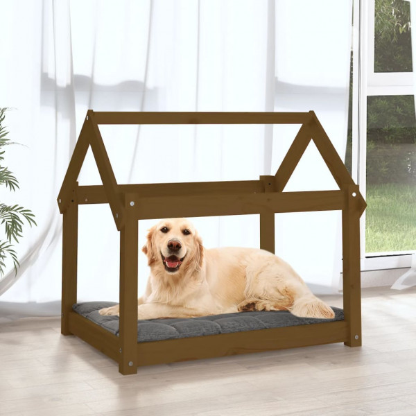 Cama para cães 81x60x70 cm pinho maciço castanho mel M 3