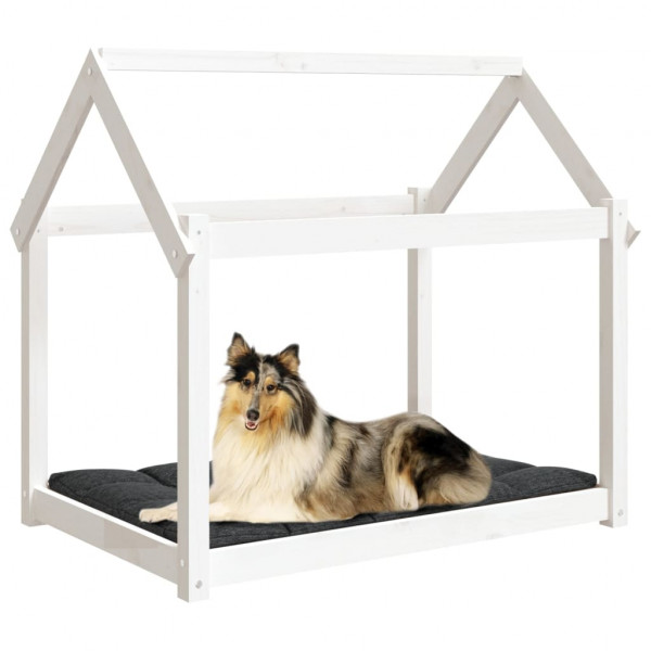Cama para cães 101x70x90 cm madeira de pinho maciça branco M 4