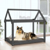 Cama para cães 101x70x90 cm madeira de pinho maciça cinza 3