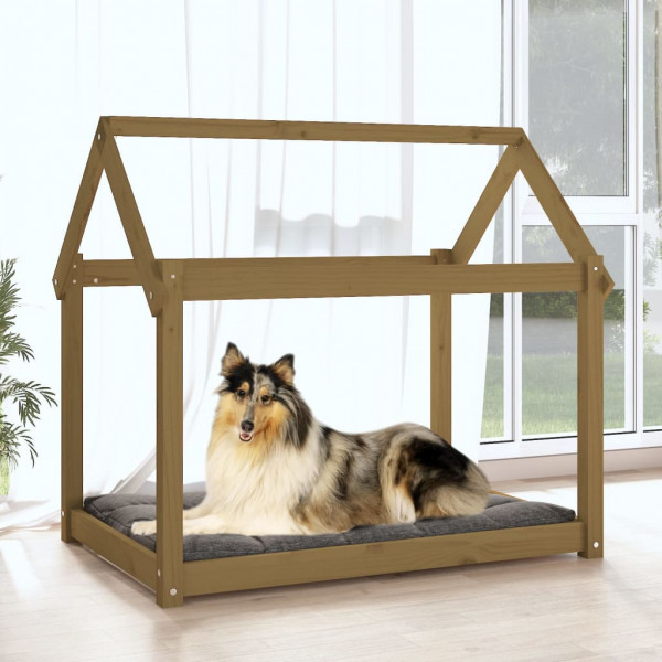 Cama para cães 101x70x90 cm pinho maciço castanho mel M 3