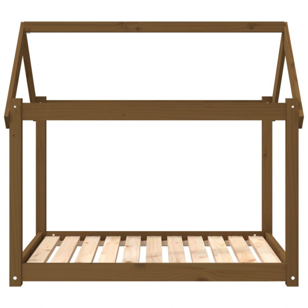 Cama para perros madera maciza pino marrón miel 101x70x90 cm M 5