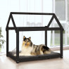 Cama para perros madera maciza de pino negro 101x70x90 cm 3