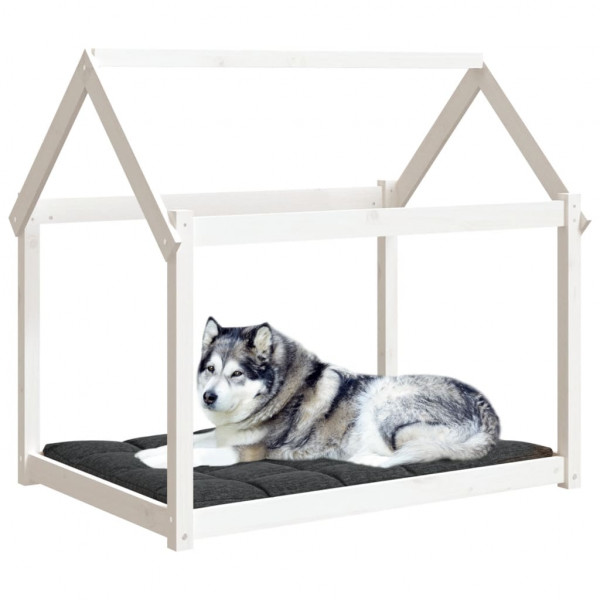 Cama para cães 111x80x100 cm madeira de pinho maciça branco M 4