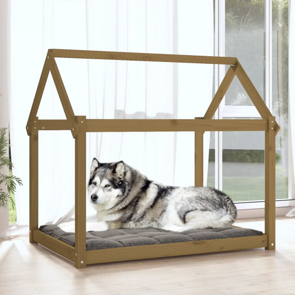 Cama para cães 111x80x100 cm pinho maciço castanho mel M 3