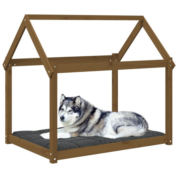 Cama para cães 111x80x100 cm pinho maciço castanho mel M 4