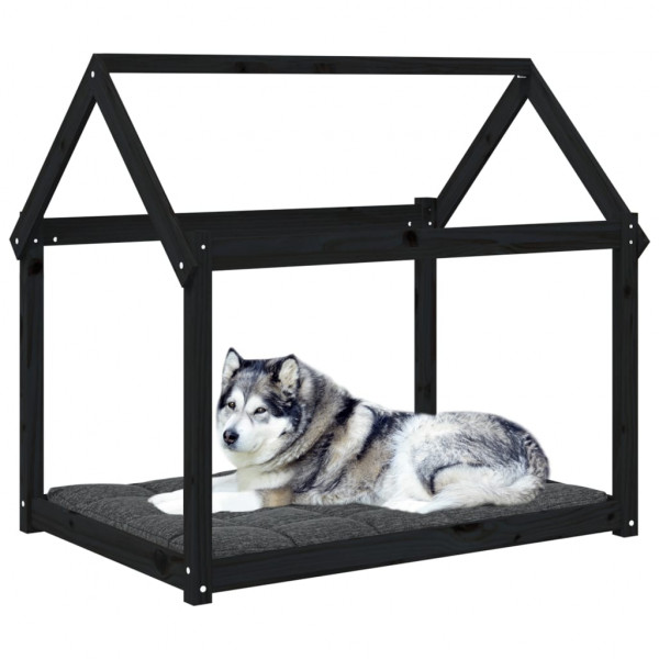 Cama para perros madera maciza de pino negro 111x80x100 cm M 4