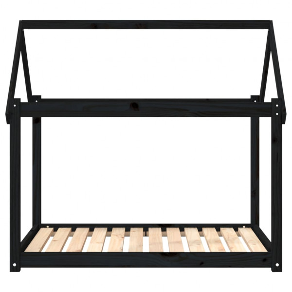 Cama para perros madera maciza de pino negro 111x80x100 cm M 5