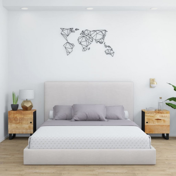 Mesitas de noche 2 uds madera maciza de mango 40x33x46 cm D