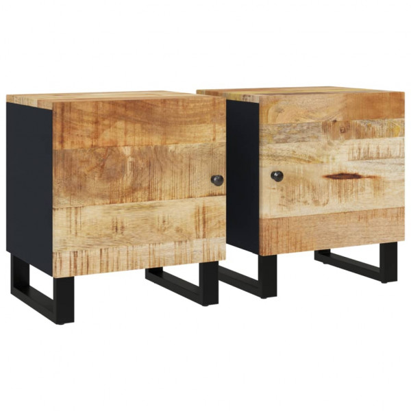 Mesitas de noche 2 uds madera maciza de mango 40x33x46 cm M 2