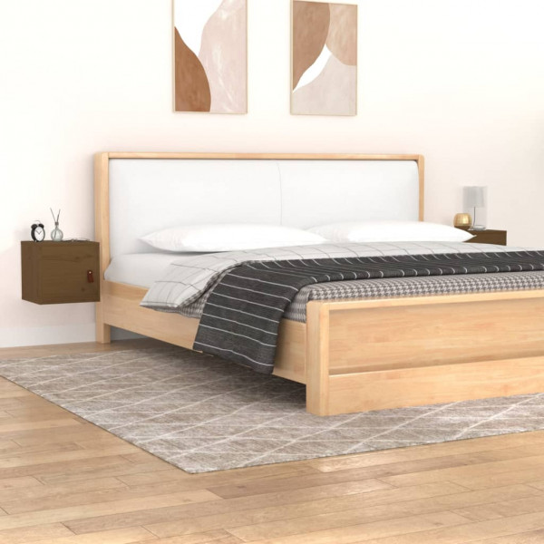 Armarios de pared 2 uds madera pino marrón miel 31.5x30x30 cm D