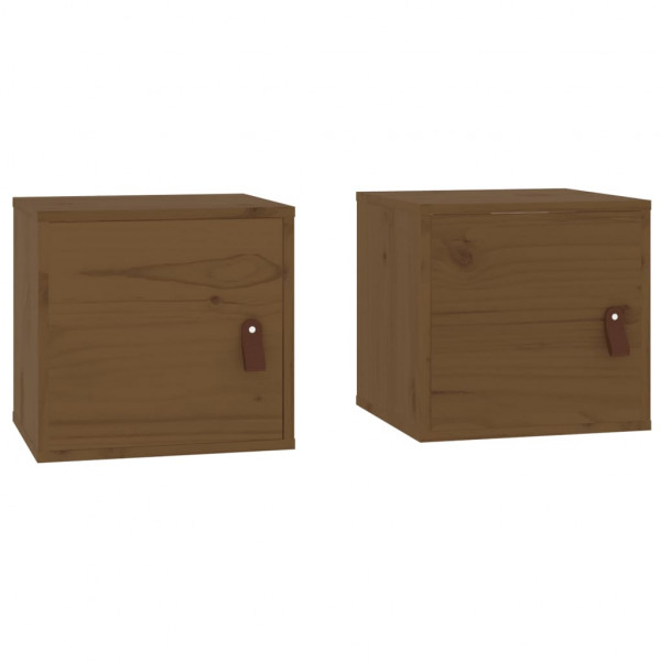 Armários de parede 2 pcs 31.5x30x30cm pinho maciço castanho-mel M 2