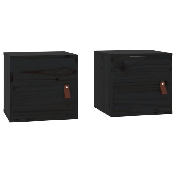 Armários de parede 2 pcs 31.5x30x30cm pinho maciço branco preto M 2