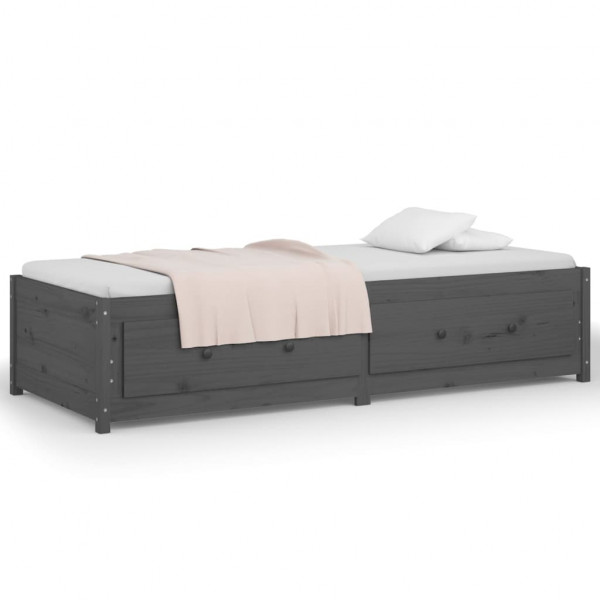 Sofá cama madera maciza de pino gris 90x200 cm M 5