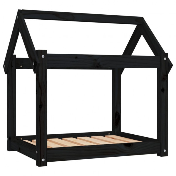 Cama para perros madera maciza de pino negro 71x55x70 cm M 2