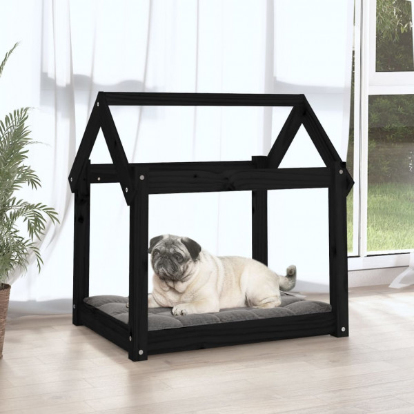 Cama para perros madera maciza de pino negro 71x55x70 cm M 3