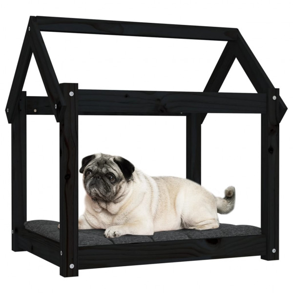 Cama para cães 71x55x70 cm madeira de pinho preto M 4