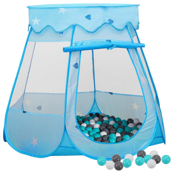 Tienda de juegos para niños con 250 bolas azul 102x102x82 cm D
