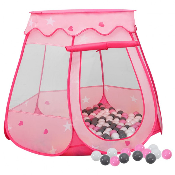 Tienda de juegos para niños con 250 bolas rosa 102x102x82 cm D