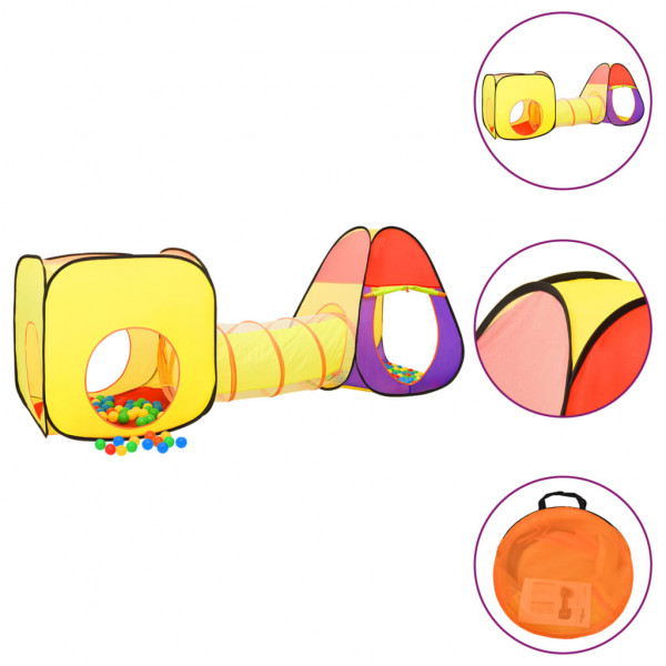 Tienda de juegos niños con 250 bolas multicolor 255x80x100cm D