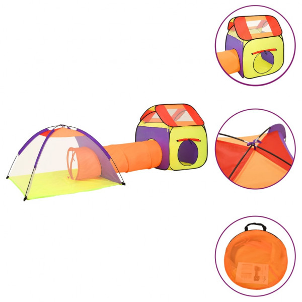 Tenda de brincar infantil com 250 bolas 338x123x111 cm multicor M 3