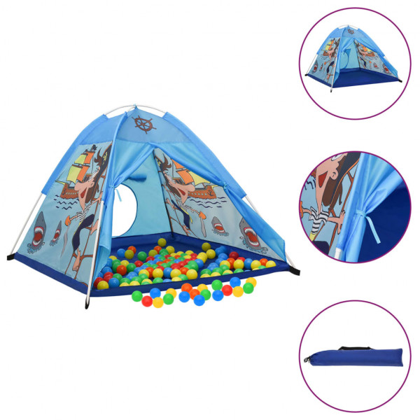 Tienda de juegos para niños con 250 bolas azul 120x120x90 cm D
