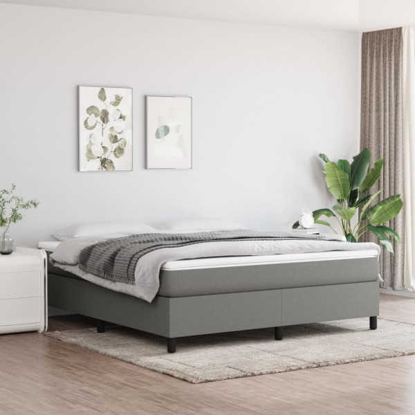 Estructura de cama box spring tela gris oscuro 160x200 cm D