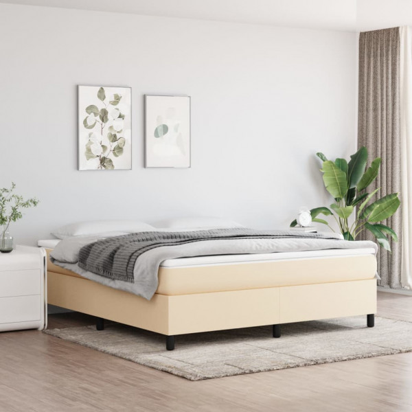 Estructura de cama box spring tela color crema 160x200 cm D