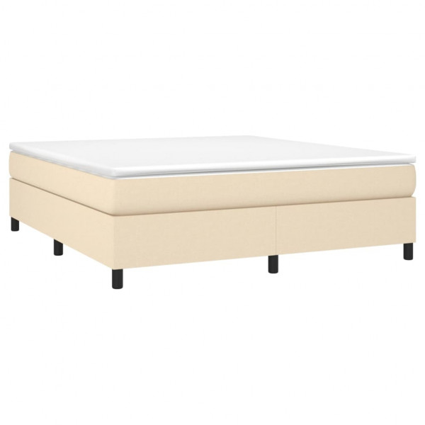 Estructura de cama box spring tela color crema 160x200 cm M 3