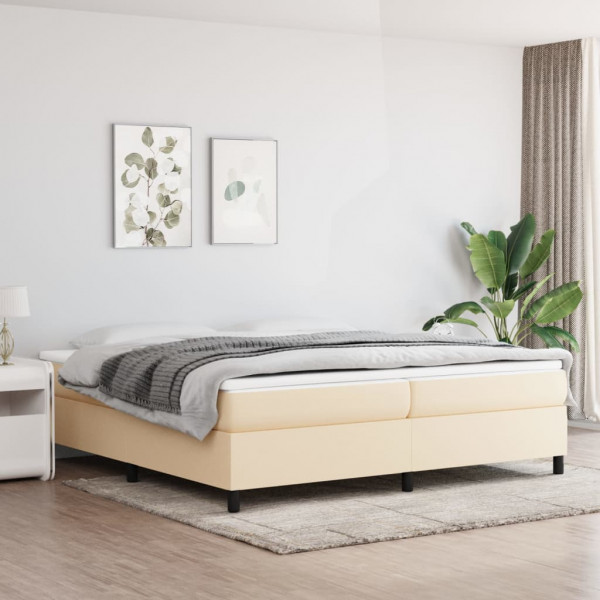 Estructura de cama box spring tela color crema 200x200 cm D